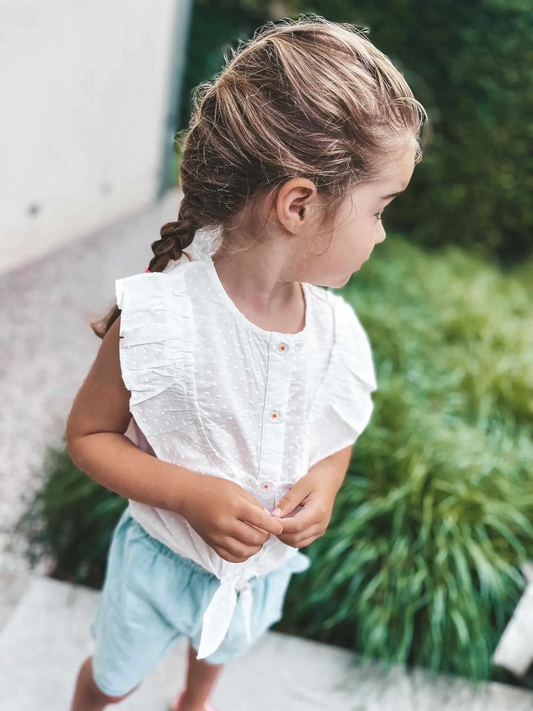 Setje wit bloesje en Jeansshort