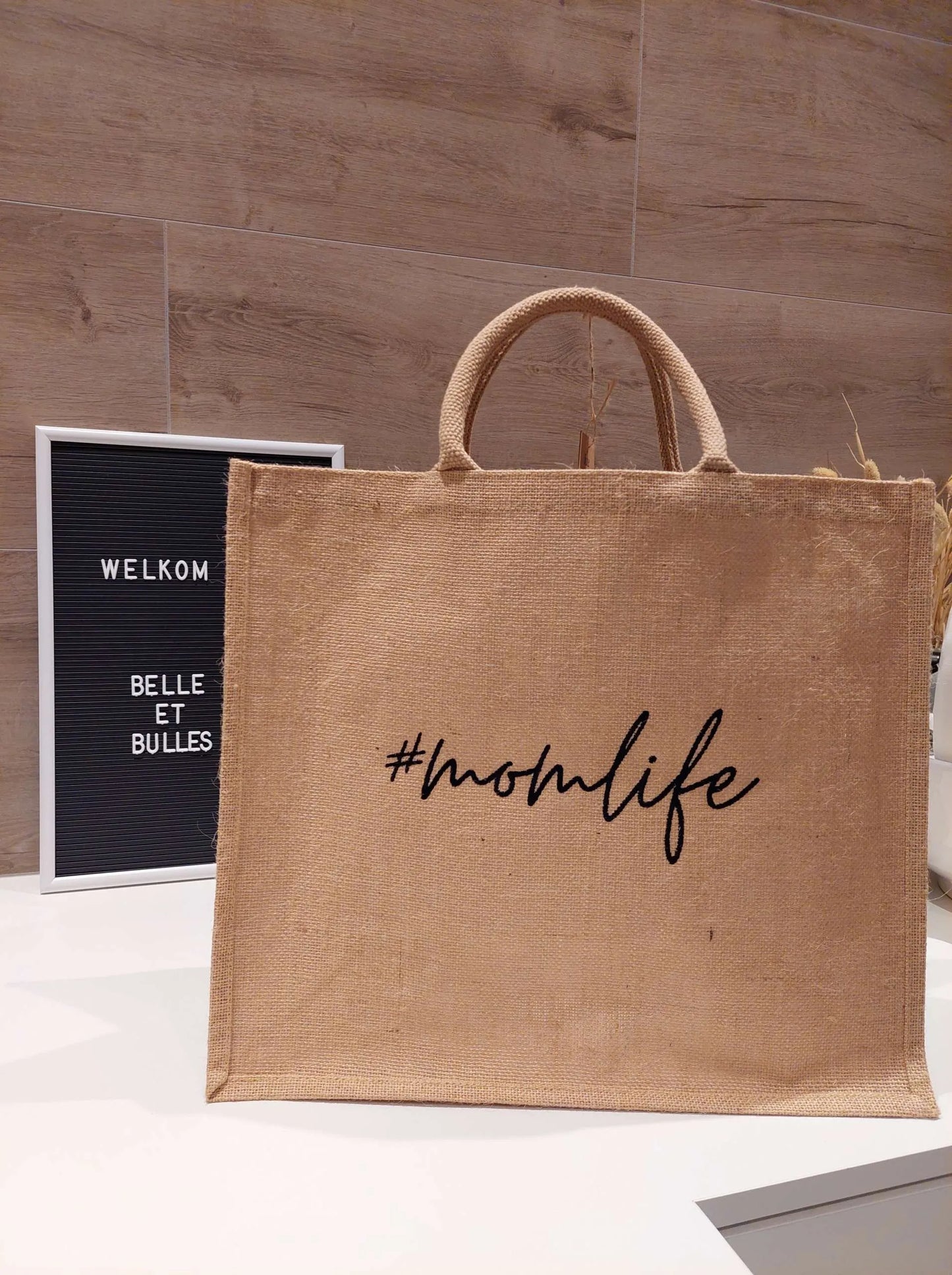 Jute tas "Momlife"