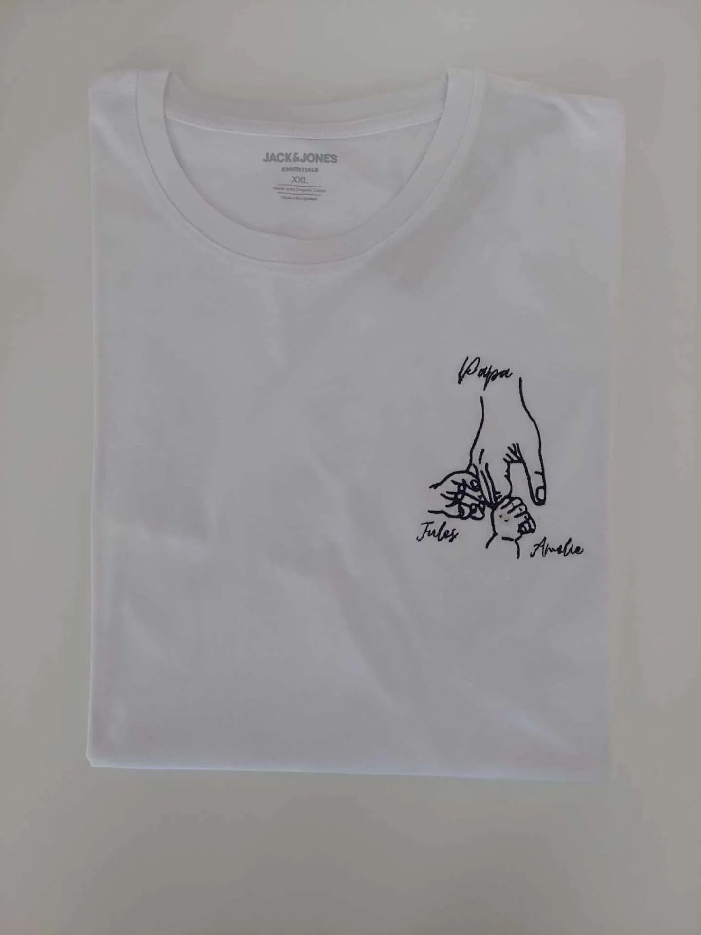 Tshirt wit "Hand papa met vingers en naam kinderen"