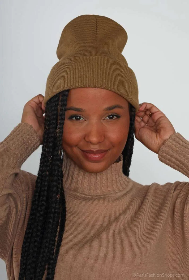 Beanie muts beige ecru