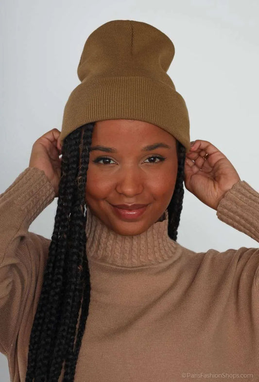 Beanie muts beige ecru