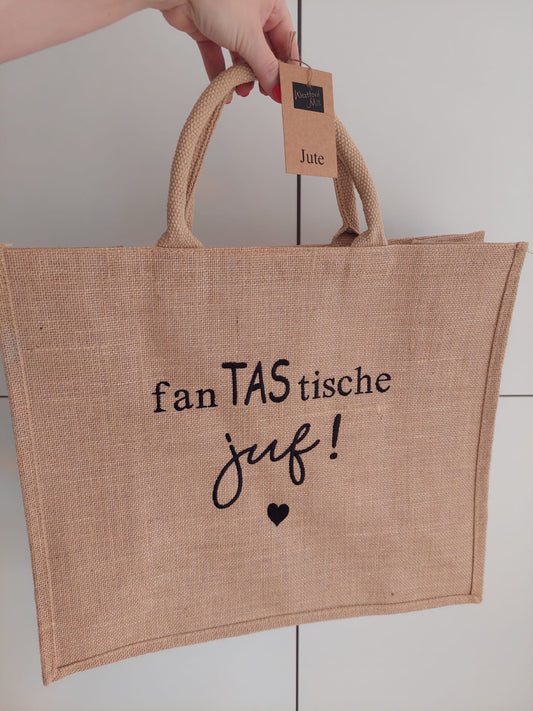 Jute boodschappentas "Fantastische juf"