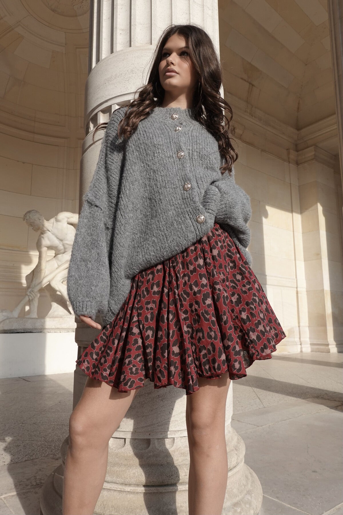 Uitlopende rok met luipaardprint