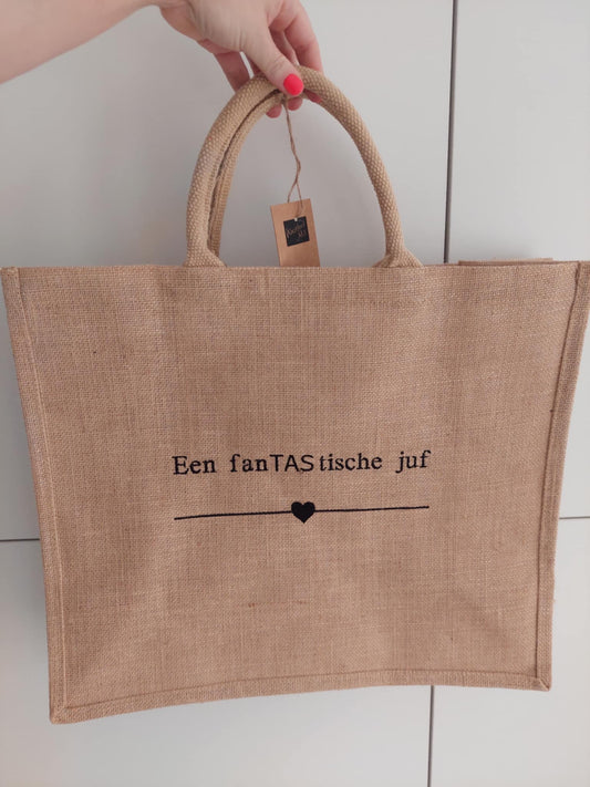 Jute boodschappentas "Fantastische juf"