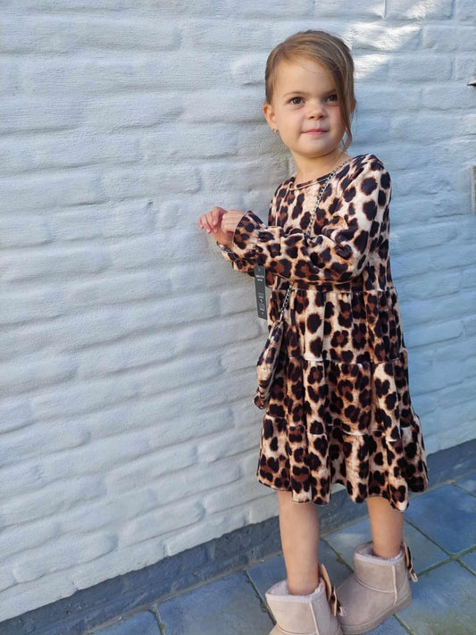 Kleedje leopard met bijpassend tasje