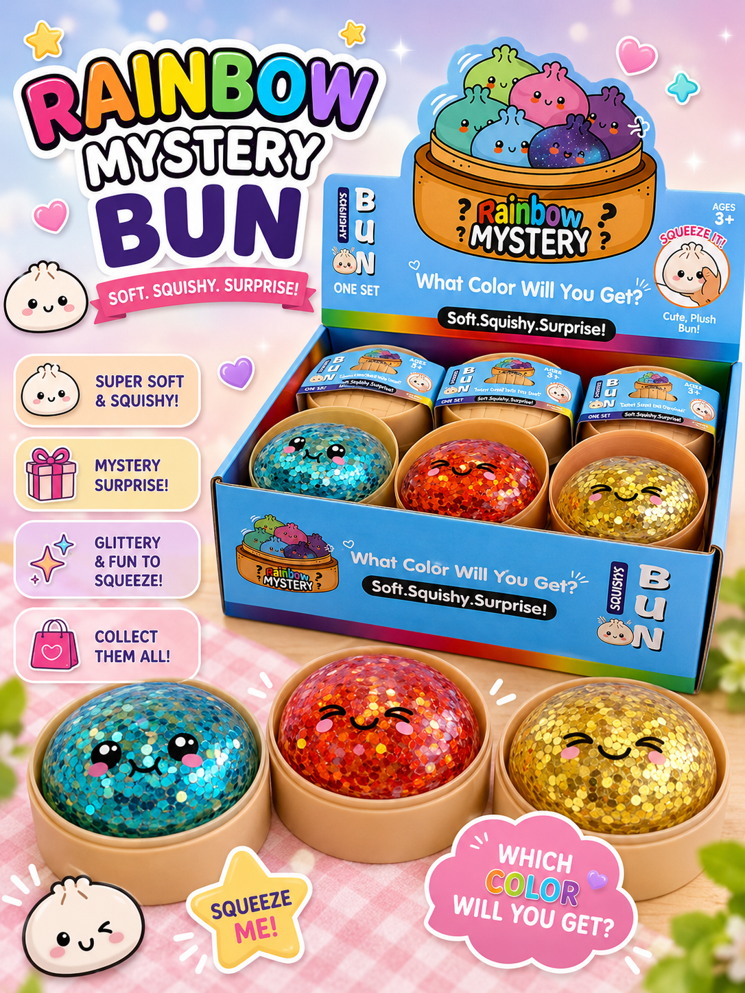Squishy Dumpling 8.5cm  Large Glitters