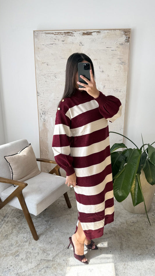 Dress stripes burgundy ecru